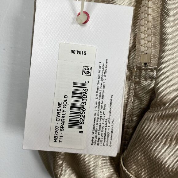 Kipling Cyrene Carry On Travel Bag Crossbody Double Handle Sparkly Gold With Tag - Picture 3 of 16
